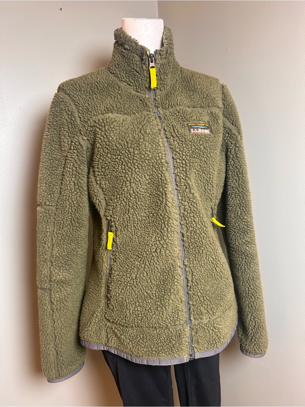 L.L. Bean Olive Green Teddy Fleece Jacket XXS - Picture 12 of 15